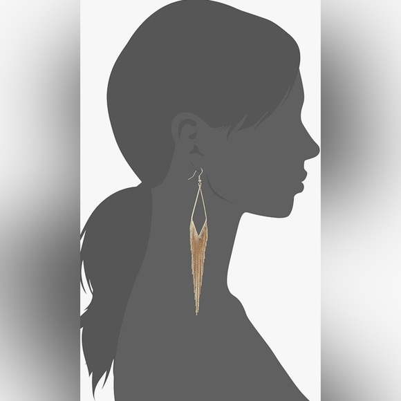 NWT GUESS Basic Fringe Linear Drop Earrings, AVAILABLE IN GOLD OR SILVER - Picture 3 of 3